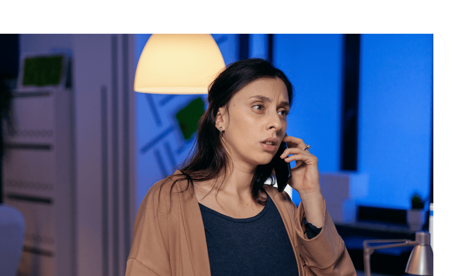 Front desk on a call